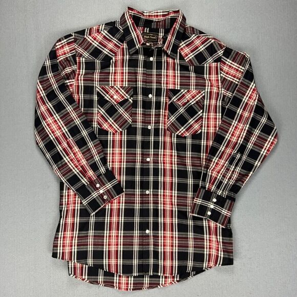 High Noon Shirt Mens L Plaid LS Western Pearl Snap Cowboy Rodeo Cowboycore - Picture 1 of 7